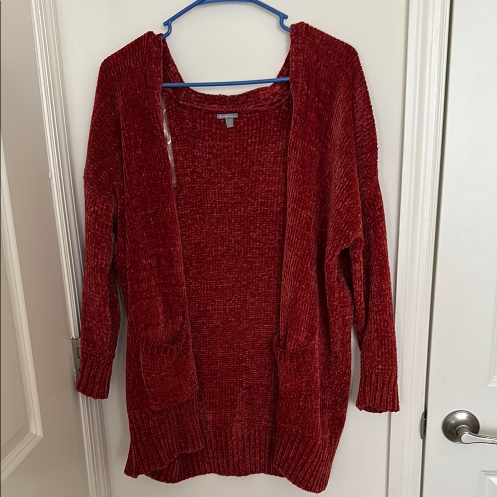 Chenille Knit Rust Color Sweater Cardigan